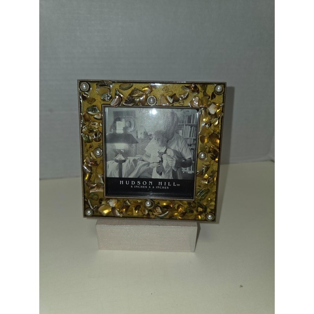 Hudson Hill 4x4 picture frame iridescent abalone shells pearls